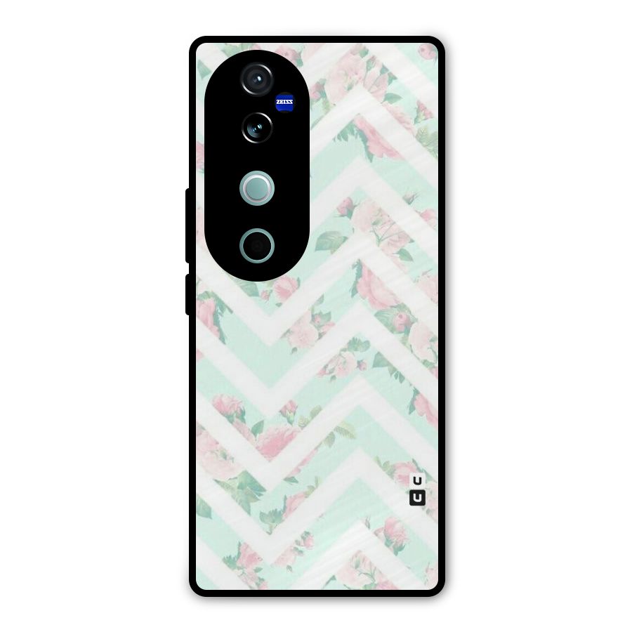 Pastel Floral Zig Zag Metal Back Case for Vivo V40 Pro