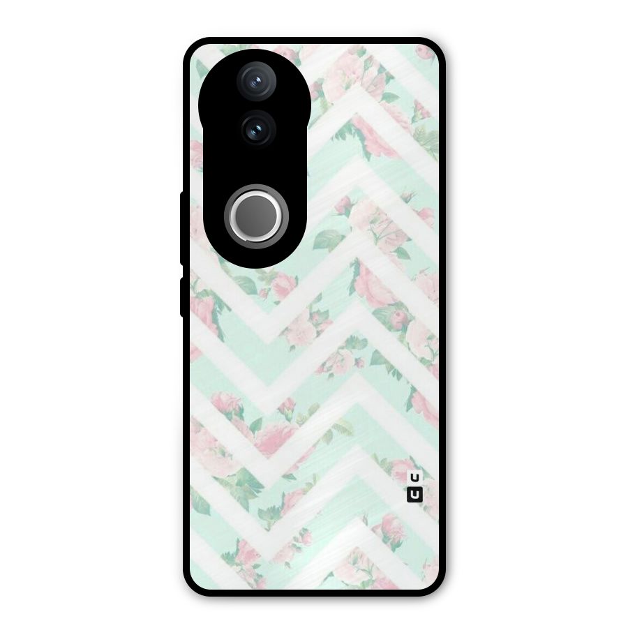 Pastel Floral Zig Zag Metal Back Case for Vivo V50e