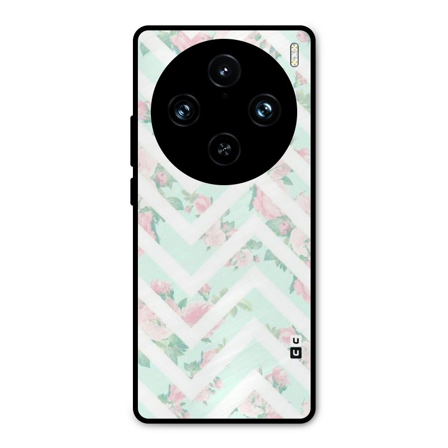 Pastel Floral Zig Zag Metal Back Case for Vivo X100 Pro