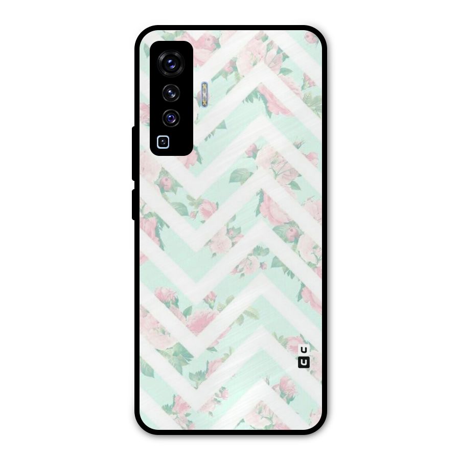 Pastel Floral Zig Zag Metal Back Case for Vivo X50