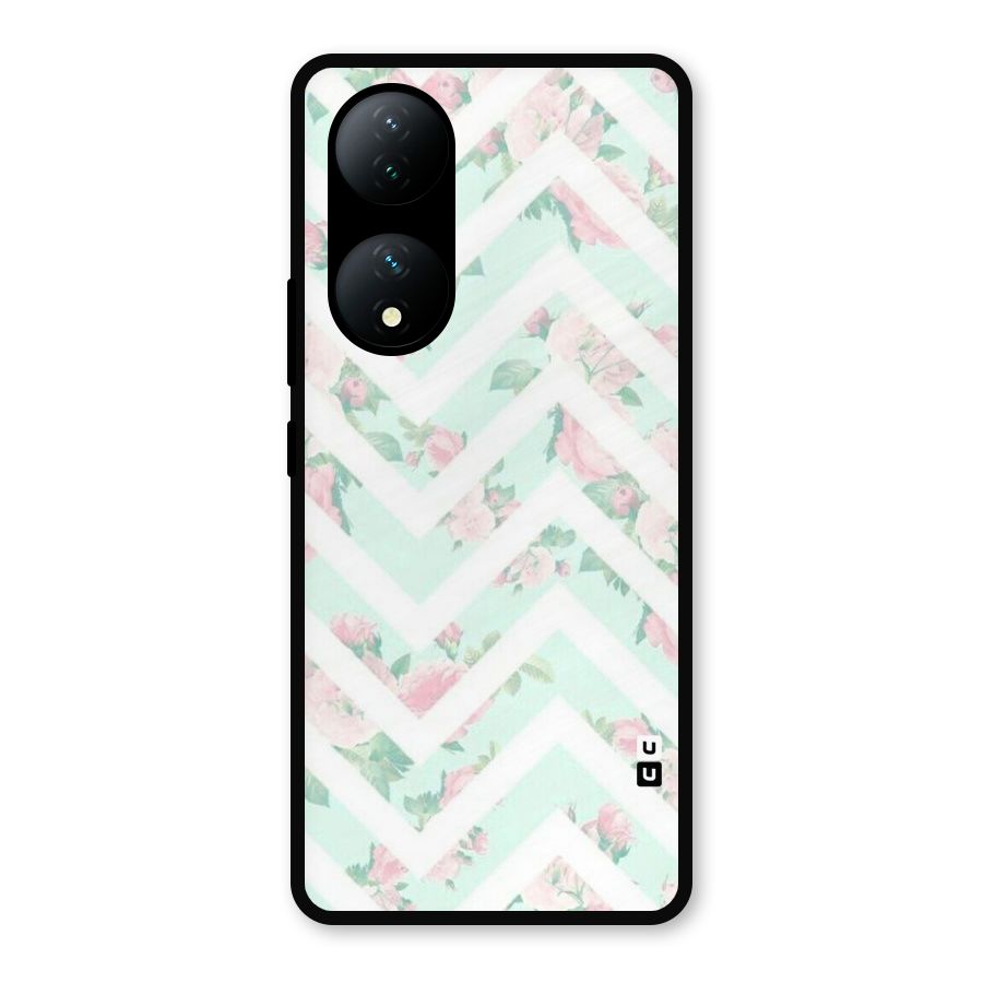 Pastel Floral Zig Zag Metal Back Case for Vivo Y100a
