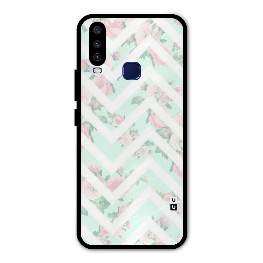 Pastel Floral Zig Zag Metal Back Case for Vivo Y12