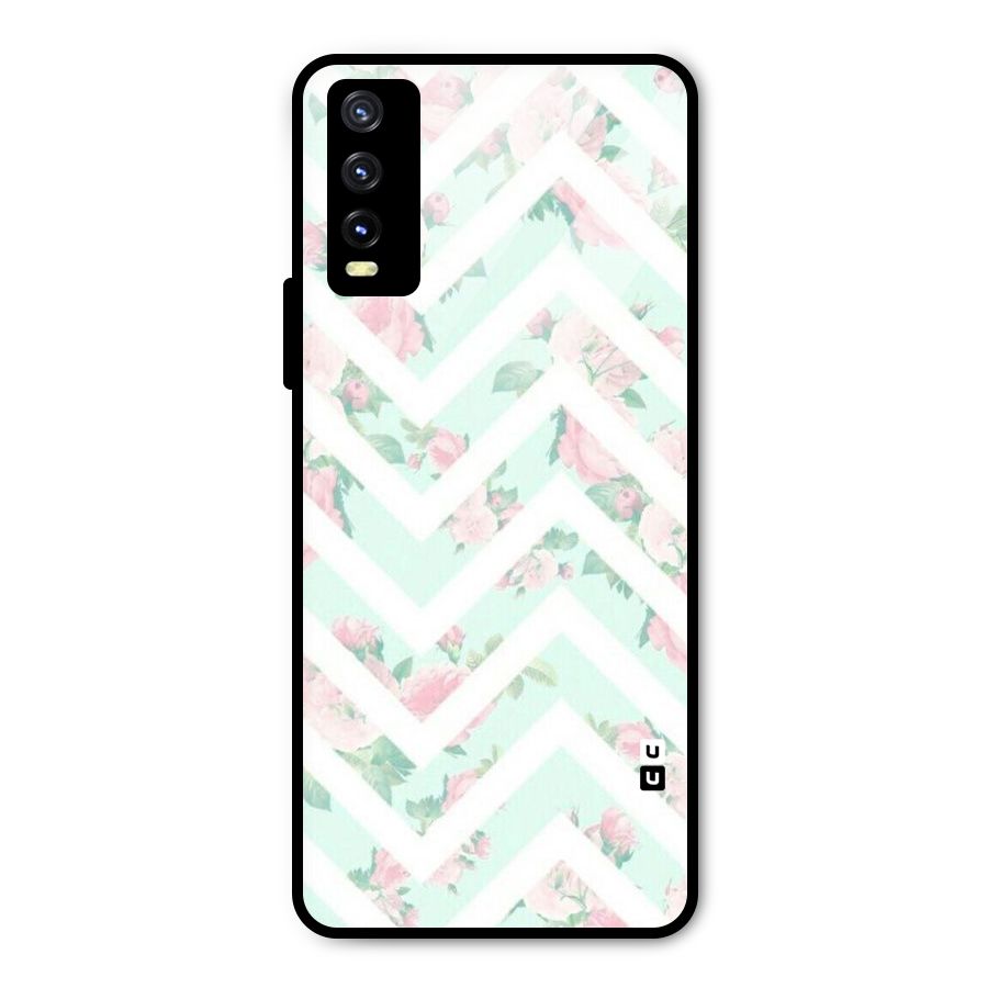 Pastel Floral Zig Zag Metal Back Case for Vivo Y20