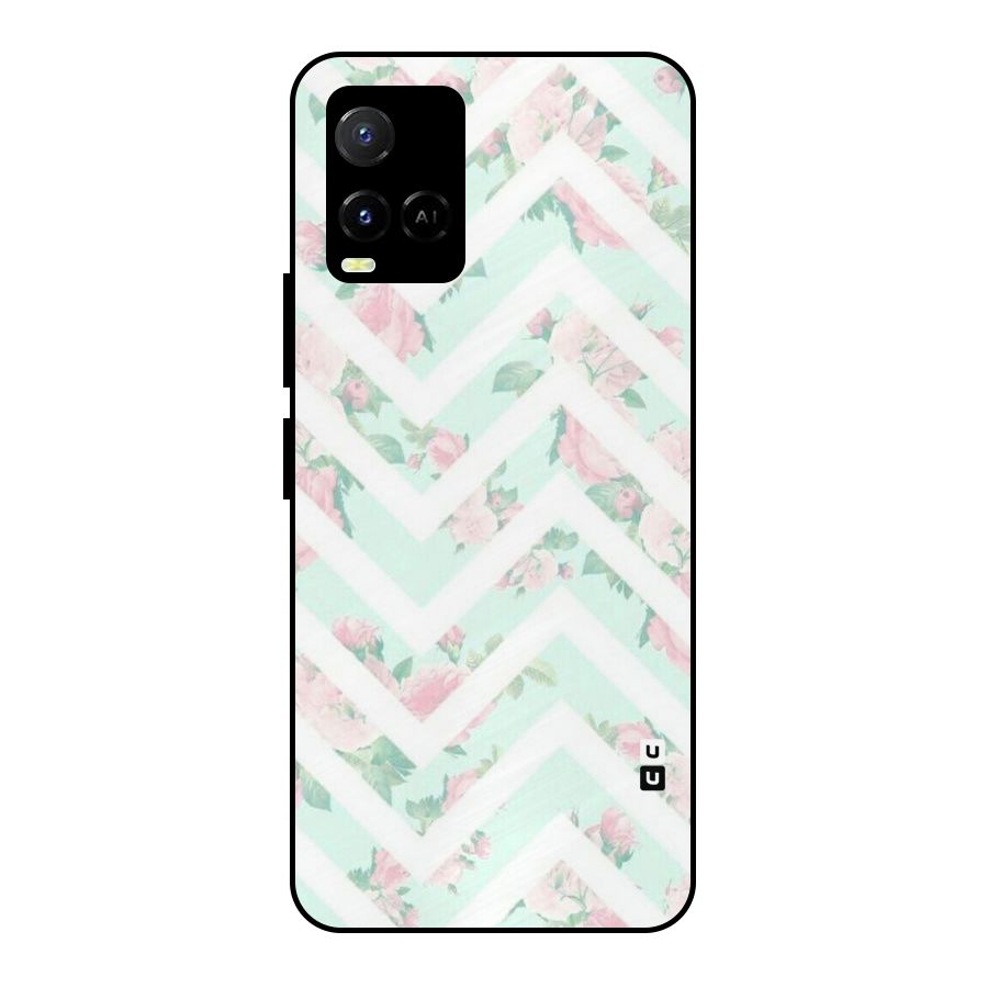 Pastel Floral Zig Zag Metal Back Case for Vivo Y21