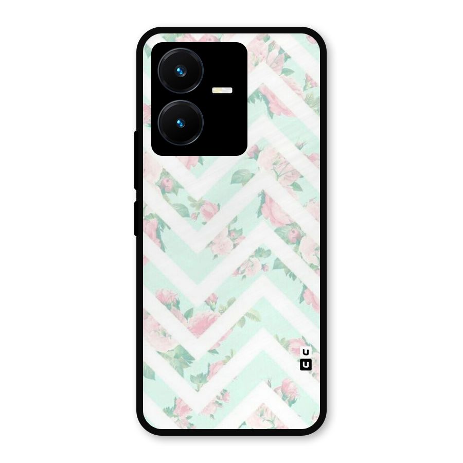 Pastel Floral Zig Zag Metal Back Case for Vivo Y22