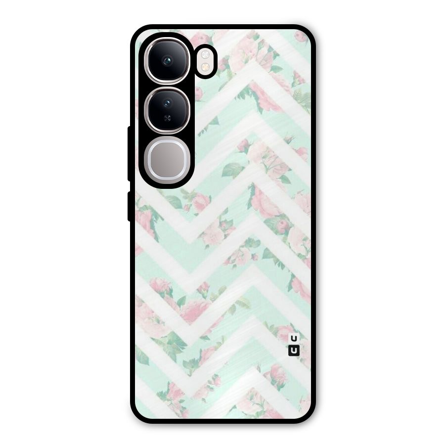 Pastel Floral Zig Zag Metal Back Case for Vivo Y300