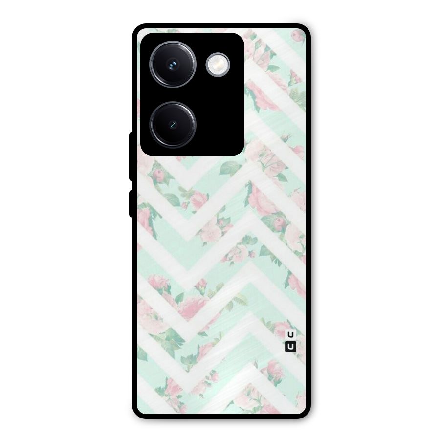 Pastel Floral Zig Zag Metal Back Case for Vivo Y300 Plus