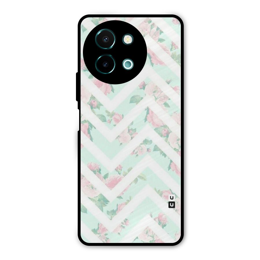 Pastel Floral Zig Zag Metal Back Case for Vivo Y58