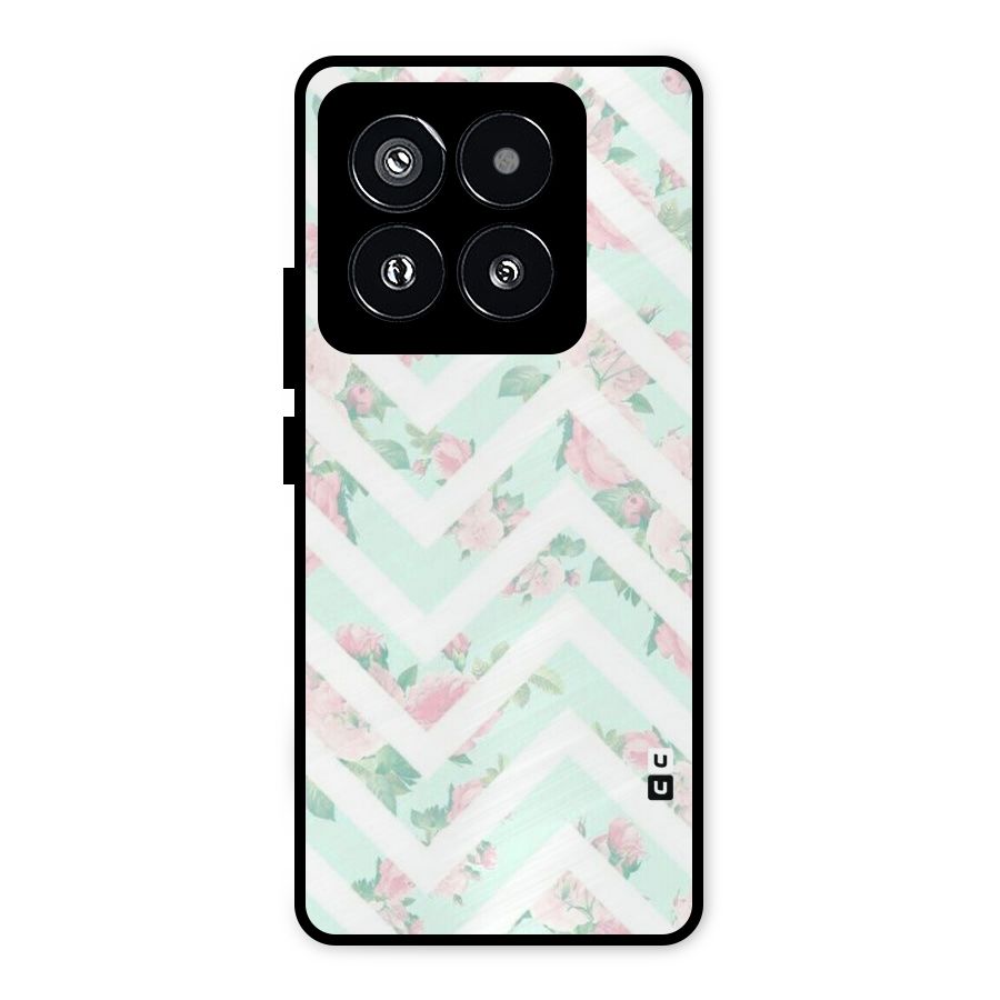Pastel Floral Zig Zag Metal Back Case for Xiaomi 14 Pro
