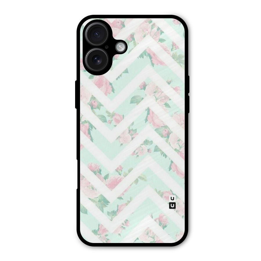 Pastel Floral Zig Zag Metal Back Case for iPhone 16 Plus
