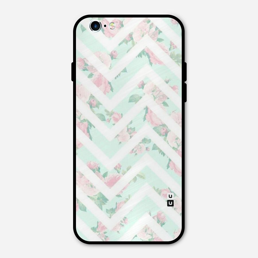 Pastel Floral Zig Zag Metal Back Case for iPhone 6 6s