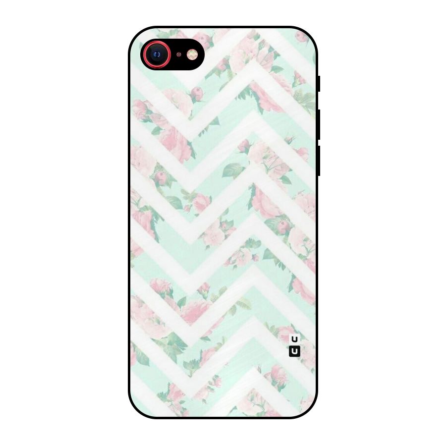 Pastel Floral Zig Zag Metal Back Case for iPhone 7