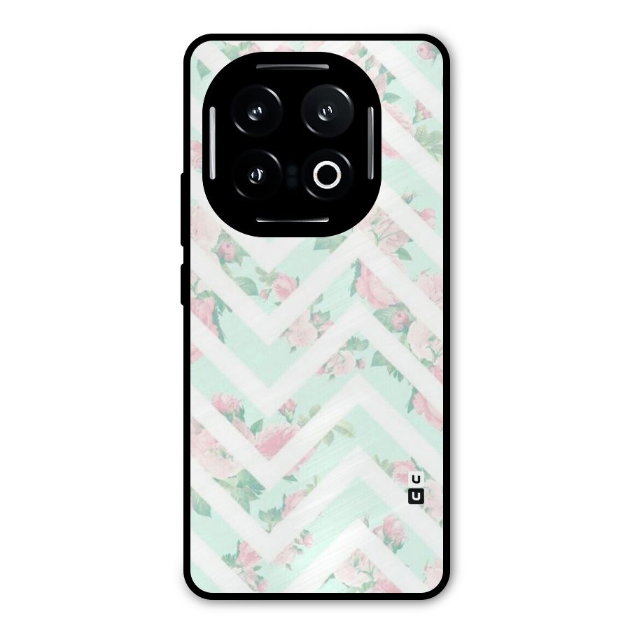 Pastel Floral Zig Zag Metal Back Case for iQOO 13