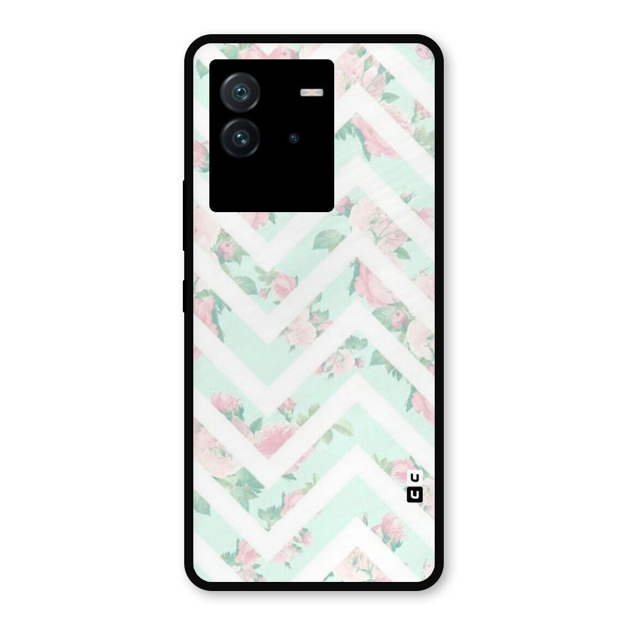 Pastel Floral Zig Zag Metal Back Case for iQOO Neo 6 5G
