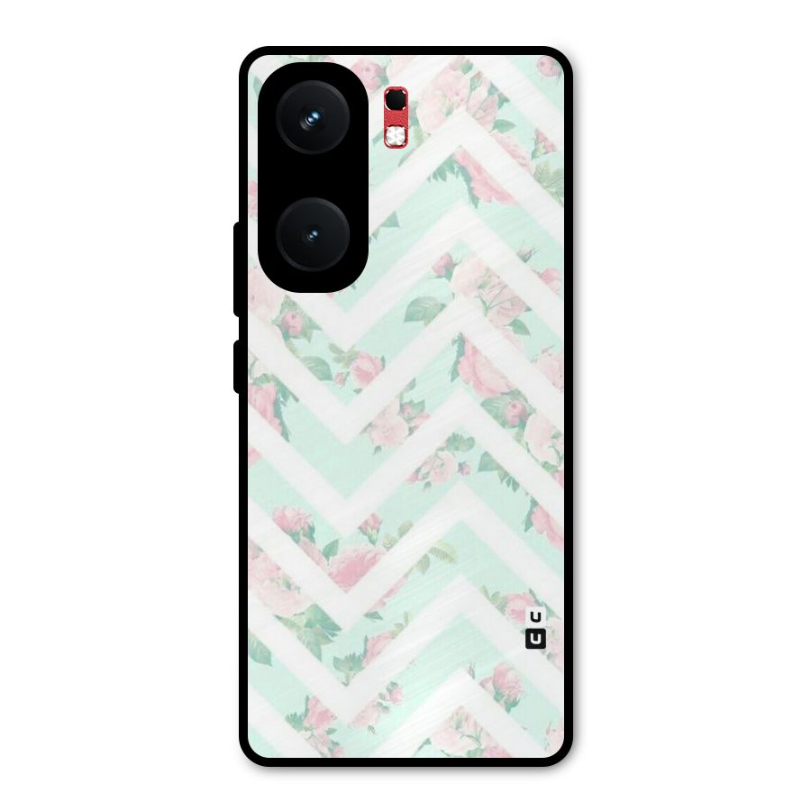 Pastel Floral Zig Zag Metal Back Case for iQOO Neo 9 Pro