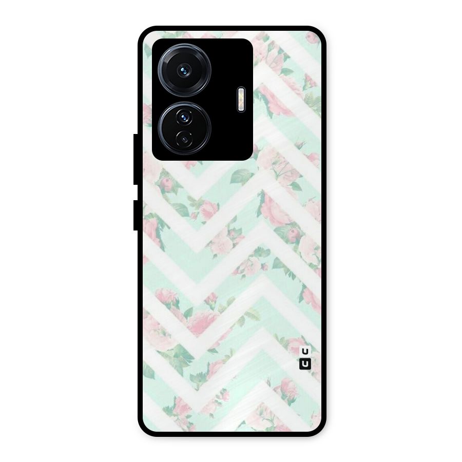 Pastel Floral Zig Zag Metal Back Case for iQOO Z6