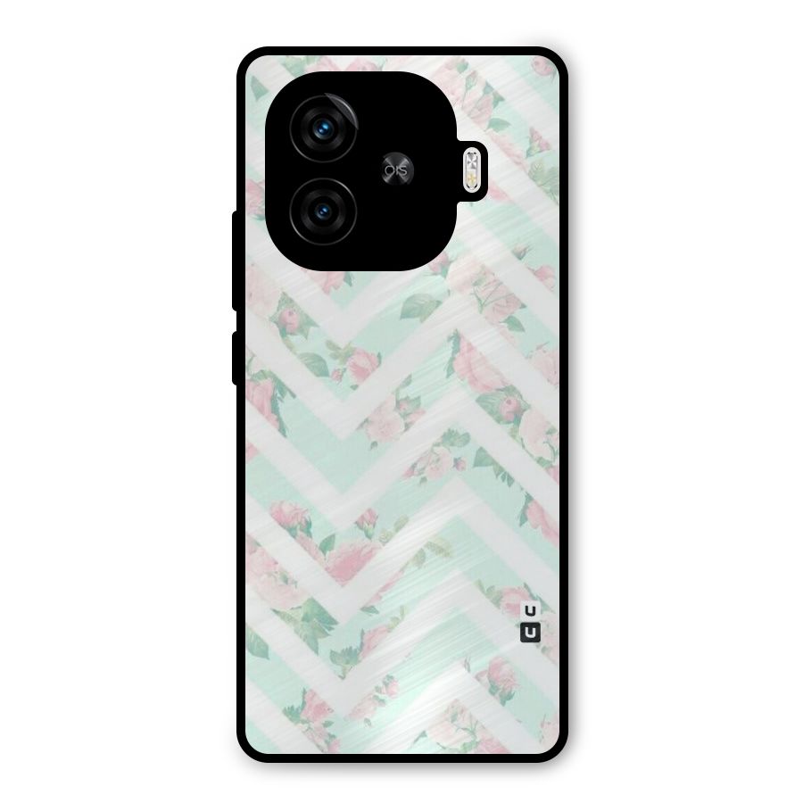 Pastel Floral Zig Zag Metal Back Case for iQOO Z9 Turbo