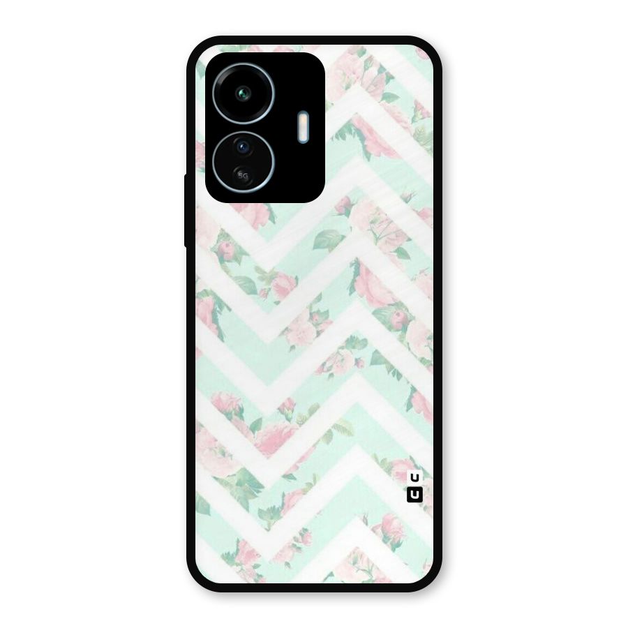 Pastel Floral Zig Zag Metal Back Case for vivo iQOO Z6 Lite 5G