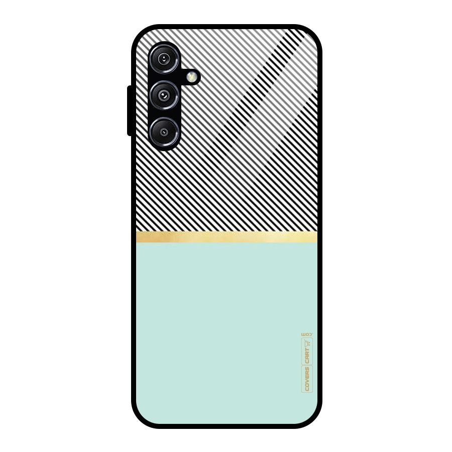 Pastel Green Base Stripes Glass Back Case for Galaxy M34 5G