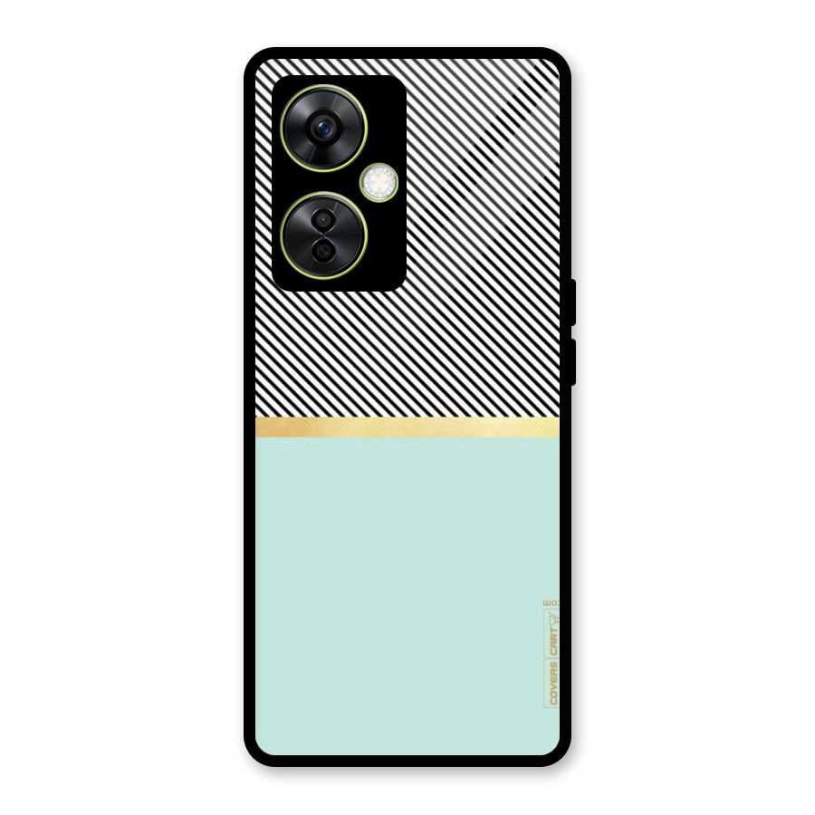 Pastel Green Base Stripes Glass Back Case for OnePlus Nord CE 3 Lite