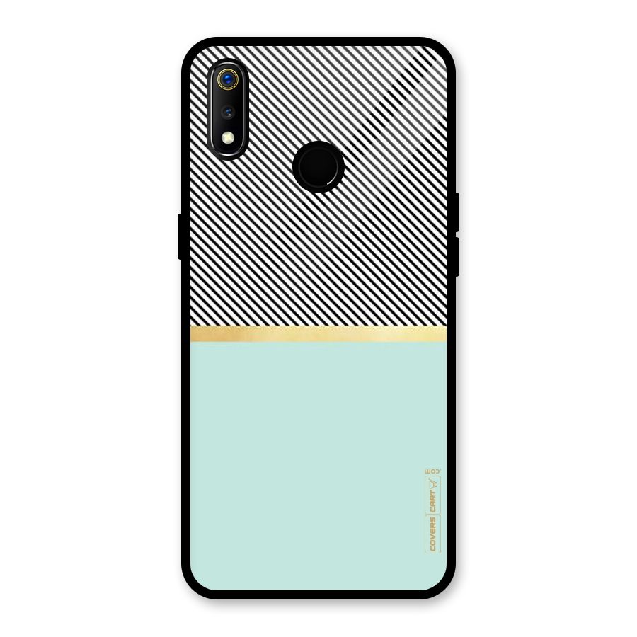 Pastel Green Base Stripes Glass Back Case for Realme 3i