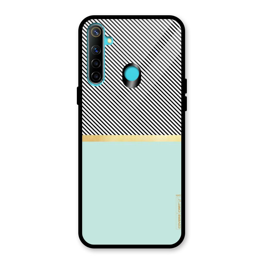 Pastel Green Base Stripes Glass Back Case for Realme 5