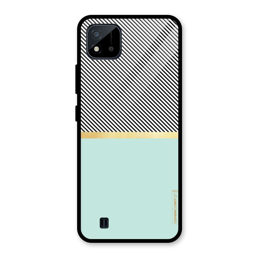 Pastel Green Base Stripes Glass Back Case for Realme C11 2021