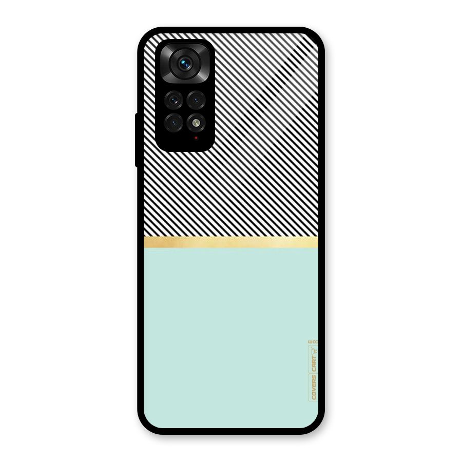 Pastel Green Base Stripes Glass Back Case for Redmi Note 11S