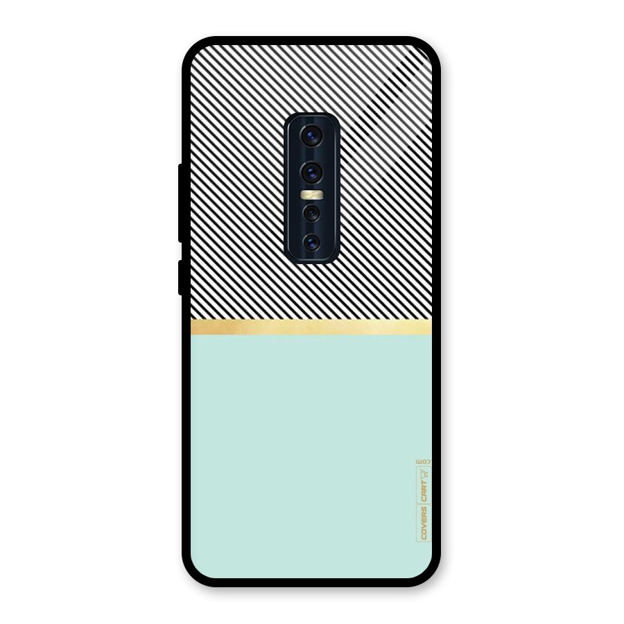 Pastel Green Base Stripes Glass Back Case for Vivo V17 Pro