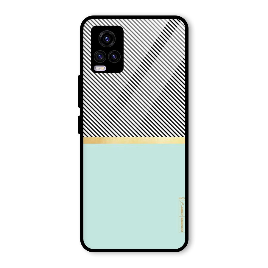 Pastel Green Base Stripes Glass Back Case for Vivo V20 2021