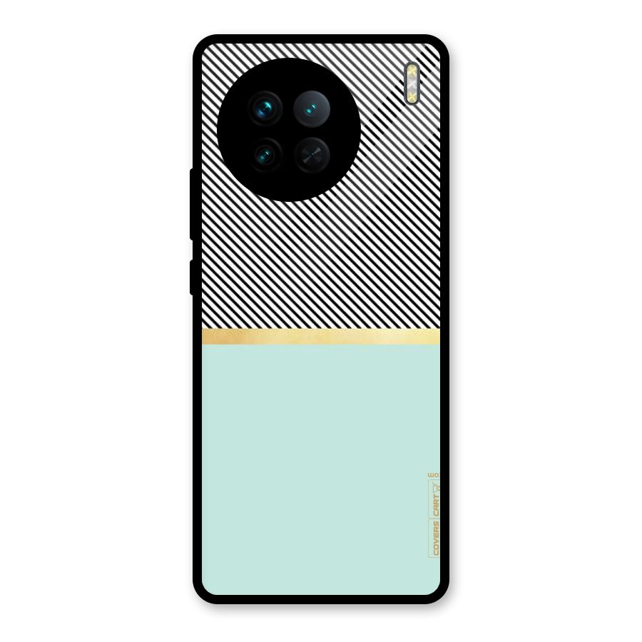 Pastel Green Base Stripes Glass Back Case for Vivo X90