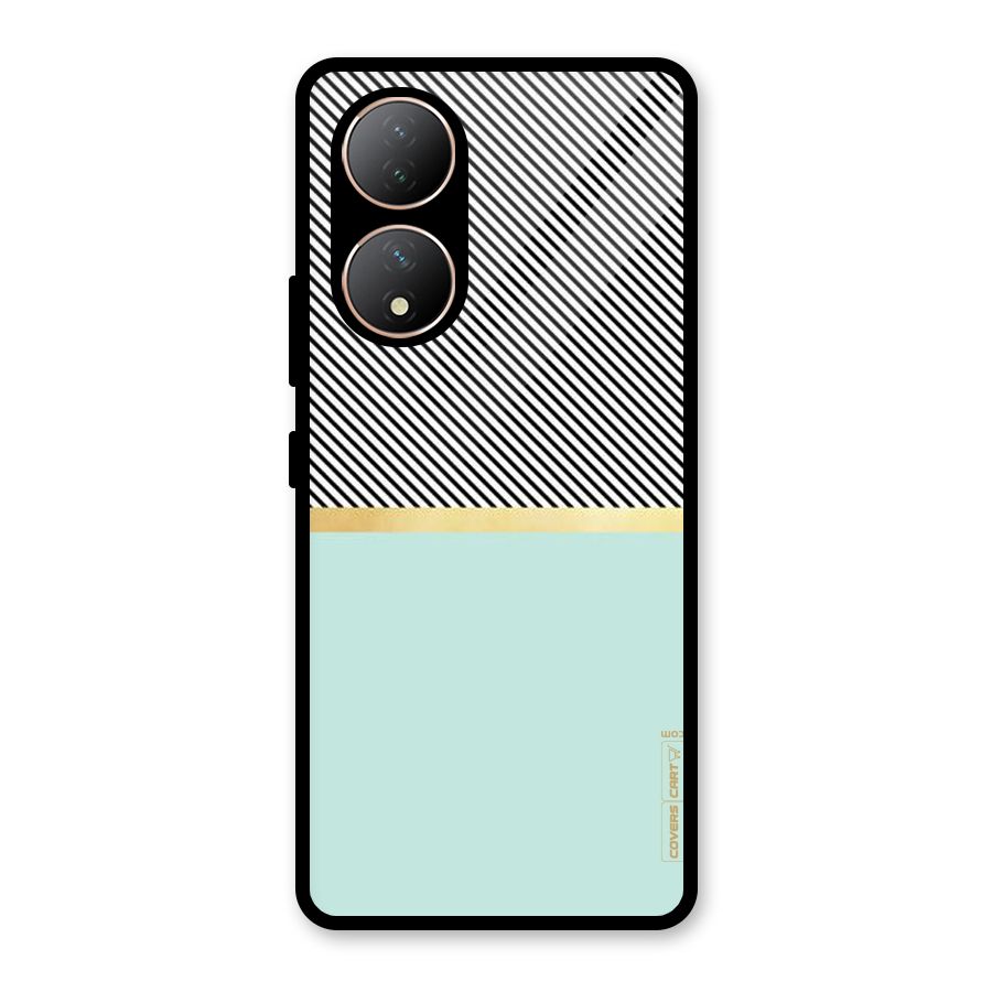 Pastel Green Base Stripes Glass Back Case for Vivo Y100A