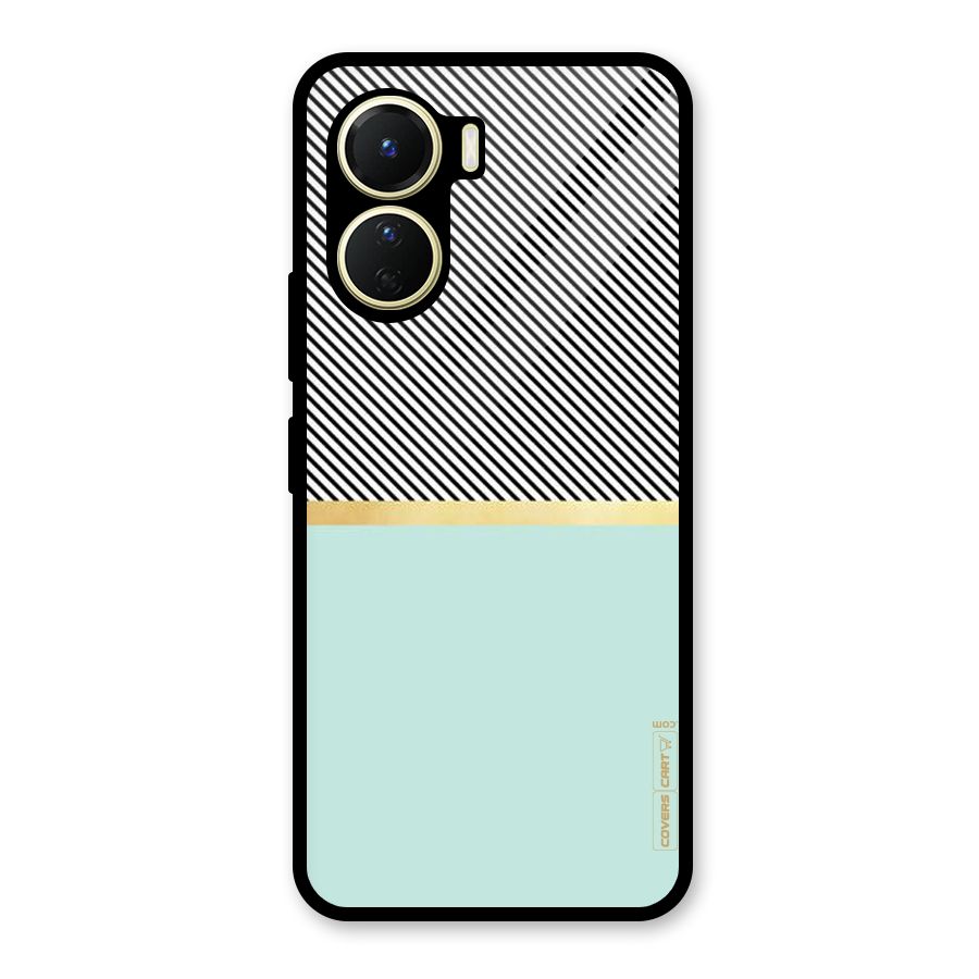 Pastel Green Base Stripes Glass Back Case for Vivo Y16