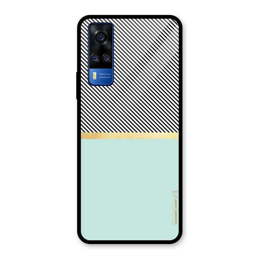 Pastel Green Base Stripes Glass Back Case for Vivo Y31