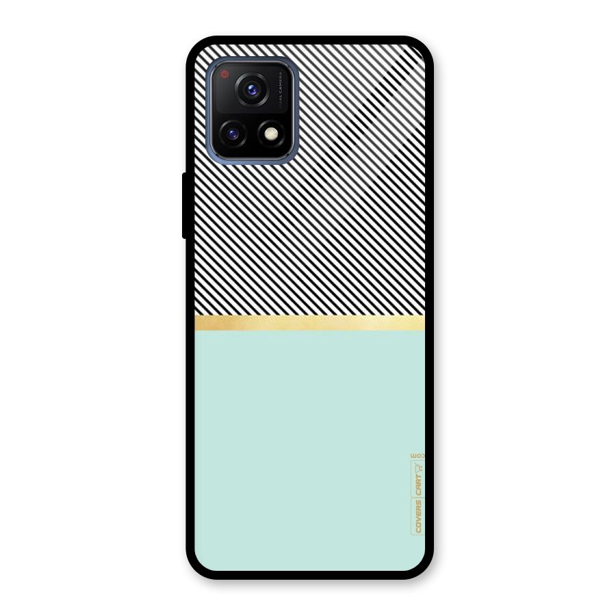 Pastel Green Base Stripes Glass Back Case for Vivo Y72 5G
