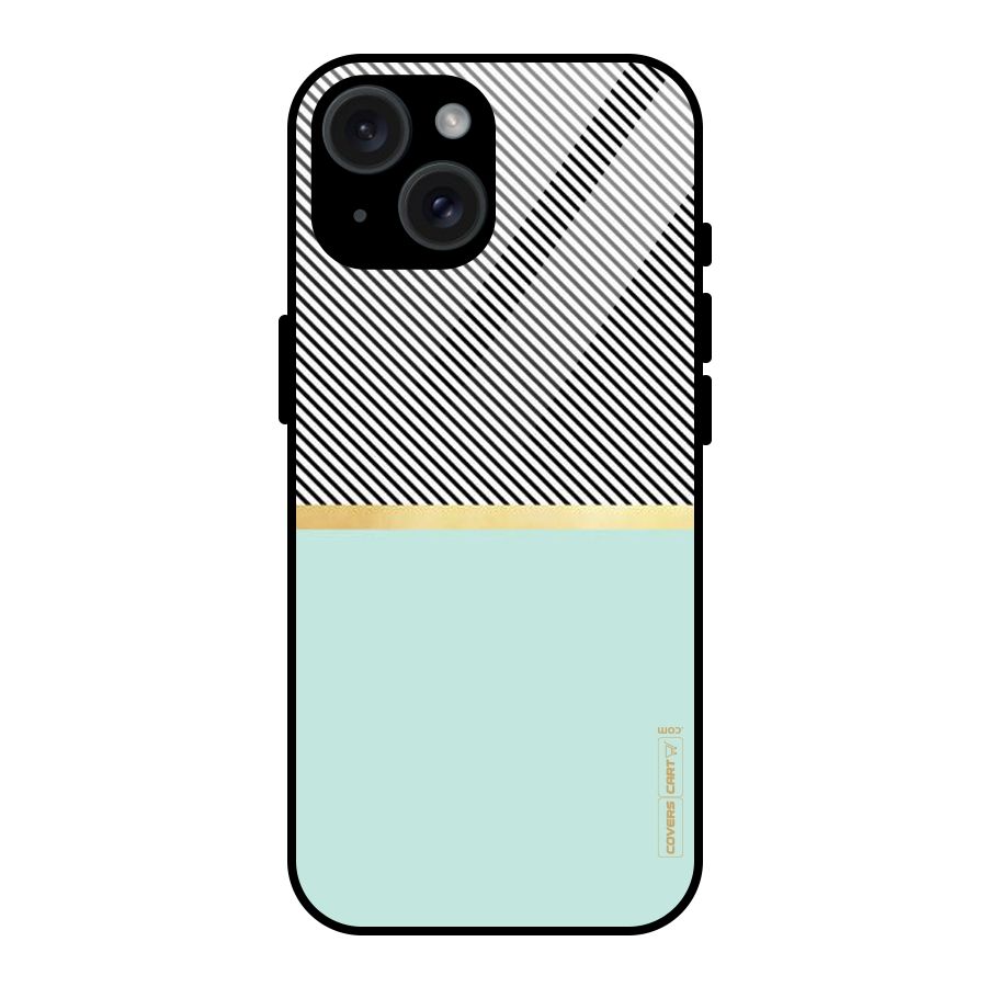 Pastel Green Base Stripes Glass Back Case for iPhone 15