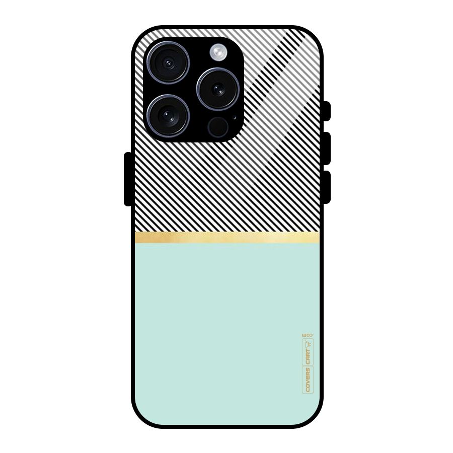Pastel Green Base Stripes Glass Back Case for iPhone 15 Pro