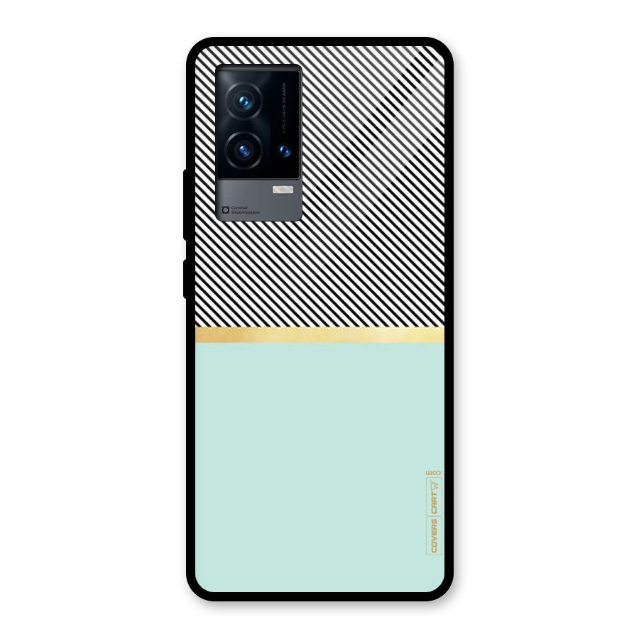 Pastel Green Base Stripes Glass Back Case for iQOO 9 5G