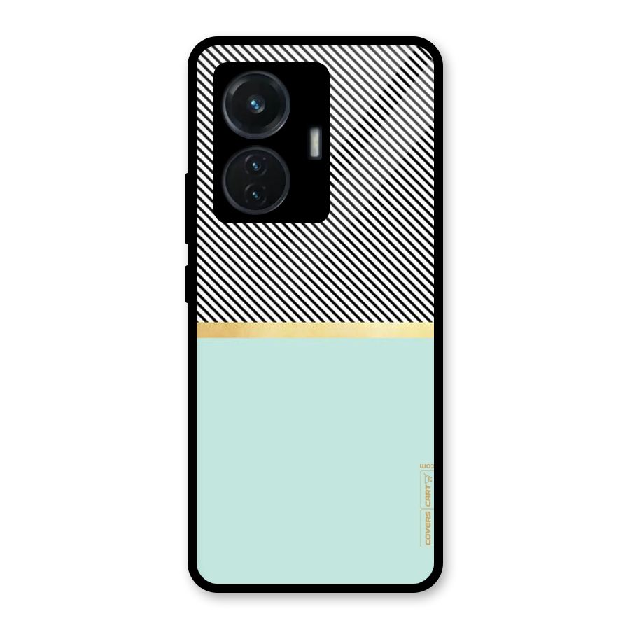Pastel Green Base Stripes Glass Back Case for iQOO Z6 44W