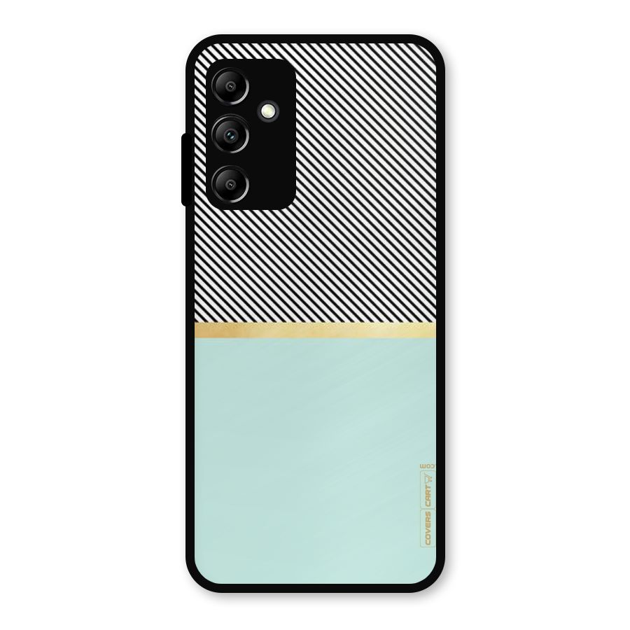 Pastel Green Base Stripes Metal Back Case for Galaxy A14 5G