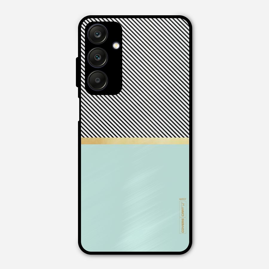 Pastel Green Base Stripes Metal Back Case for Galaxy A25 5G