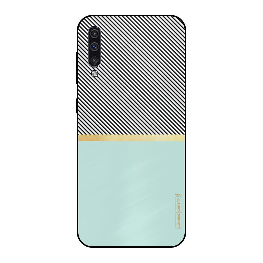 Pastel Green Base Stripes Metal Back Case for Galaxy A30s