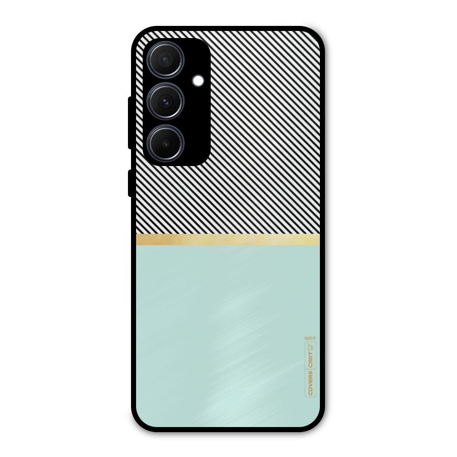 Pastel Green Base Stripes Metal Back Case for Galaxy A35