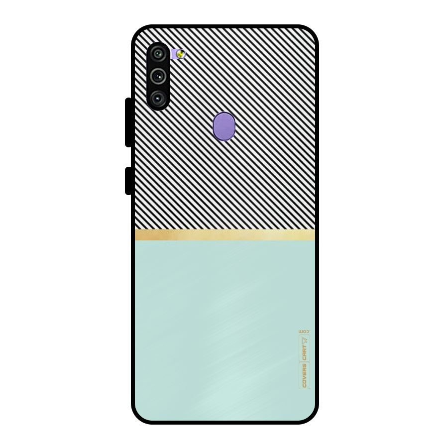 Pastel Green Base Stripes Metal Back Case for Galaxy M11