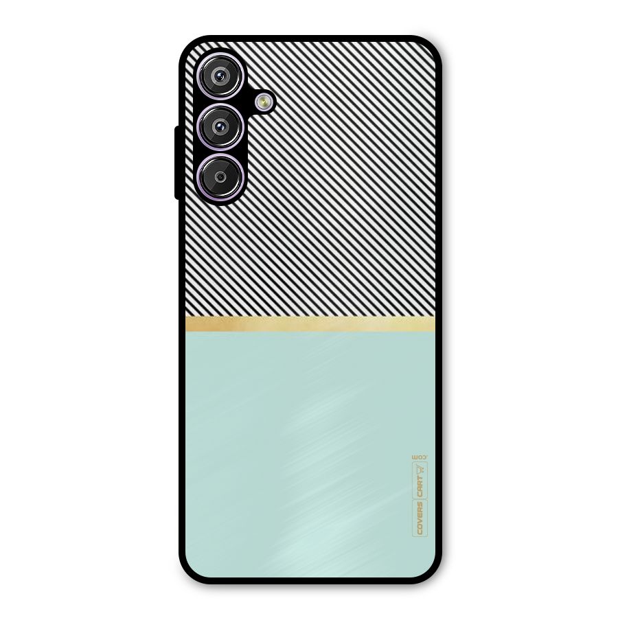 Pastel Green Base Stripes Metal Back Case for Galaxy M15