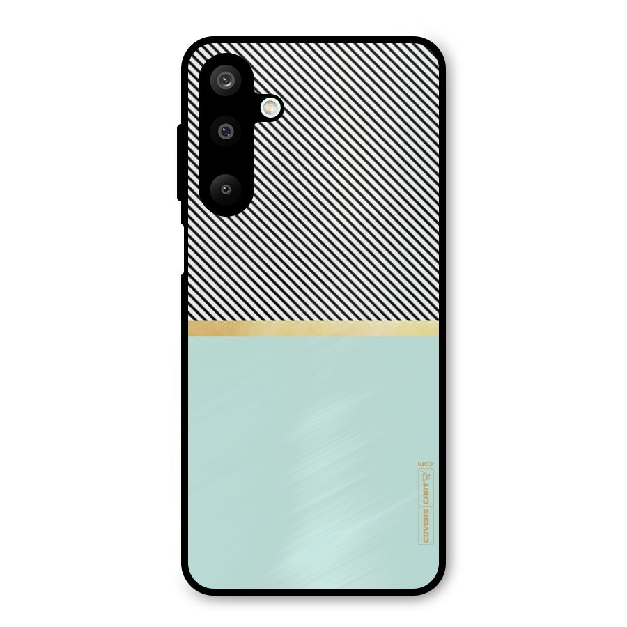 Pastel Green Base Stripes Metal Back Case for Galaxy M16