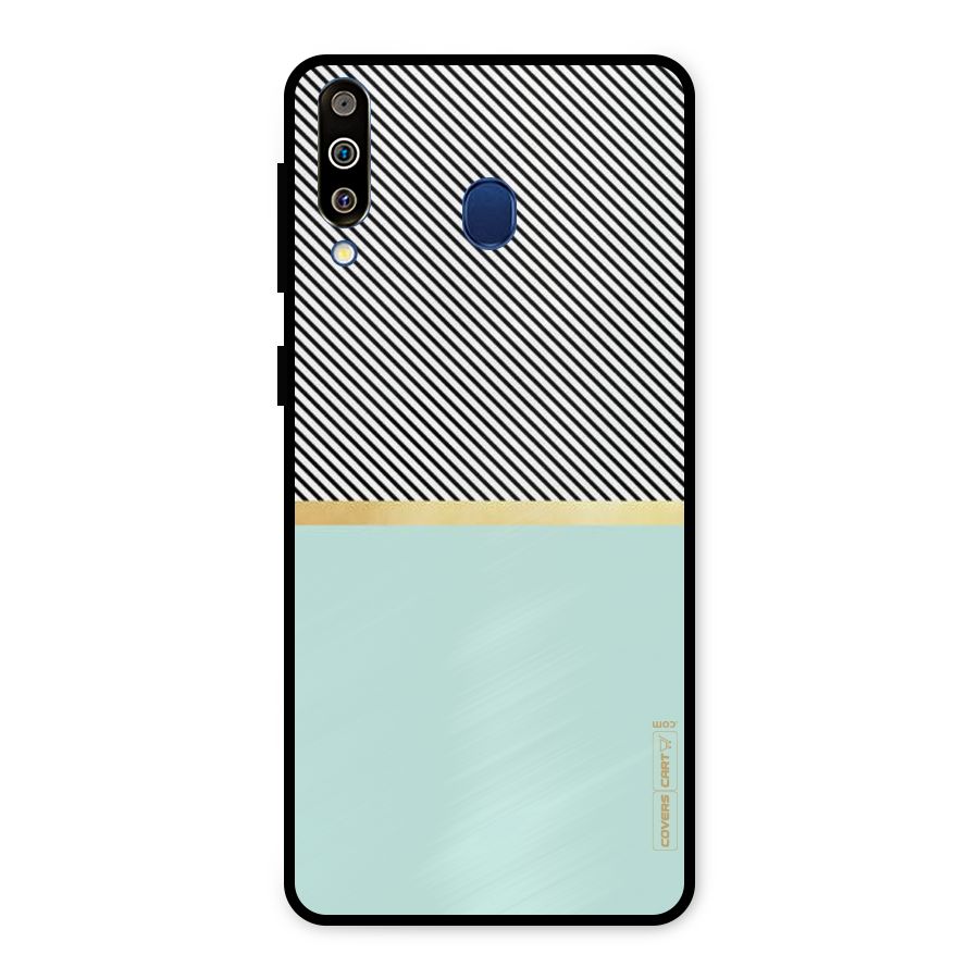 Pastel Green Base Stripes Metal Back Case for Galaxy M30