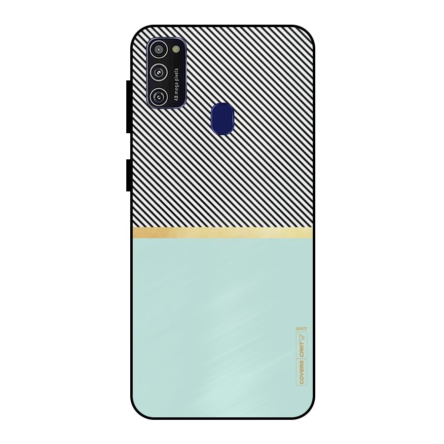 Pastel Green Base Stripes Metal Back Case for Galaxy M30s