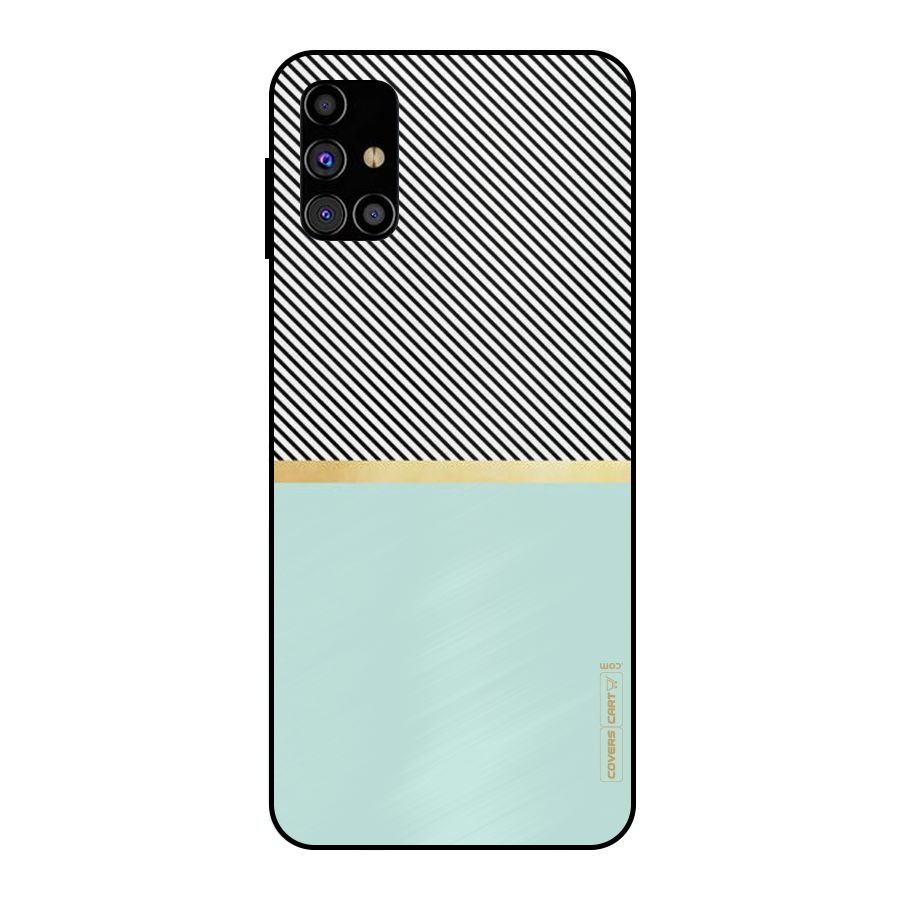 Pastel Green Base Stripes Metal Back Case for Galaxy M31s