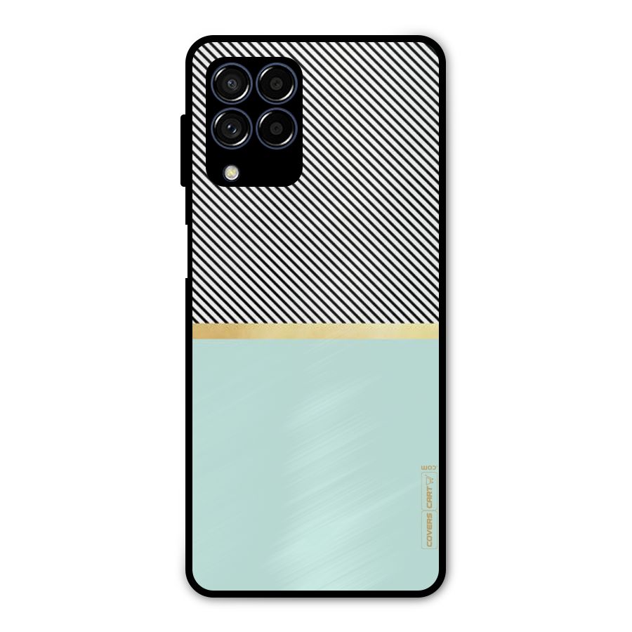 Pastel Green Base Stripes Metal Back Case for Galaxy M53 5G